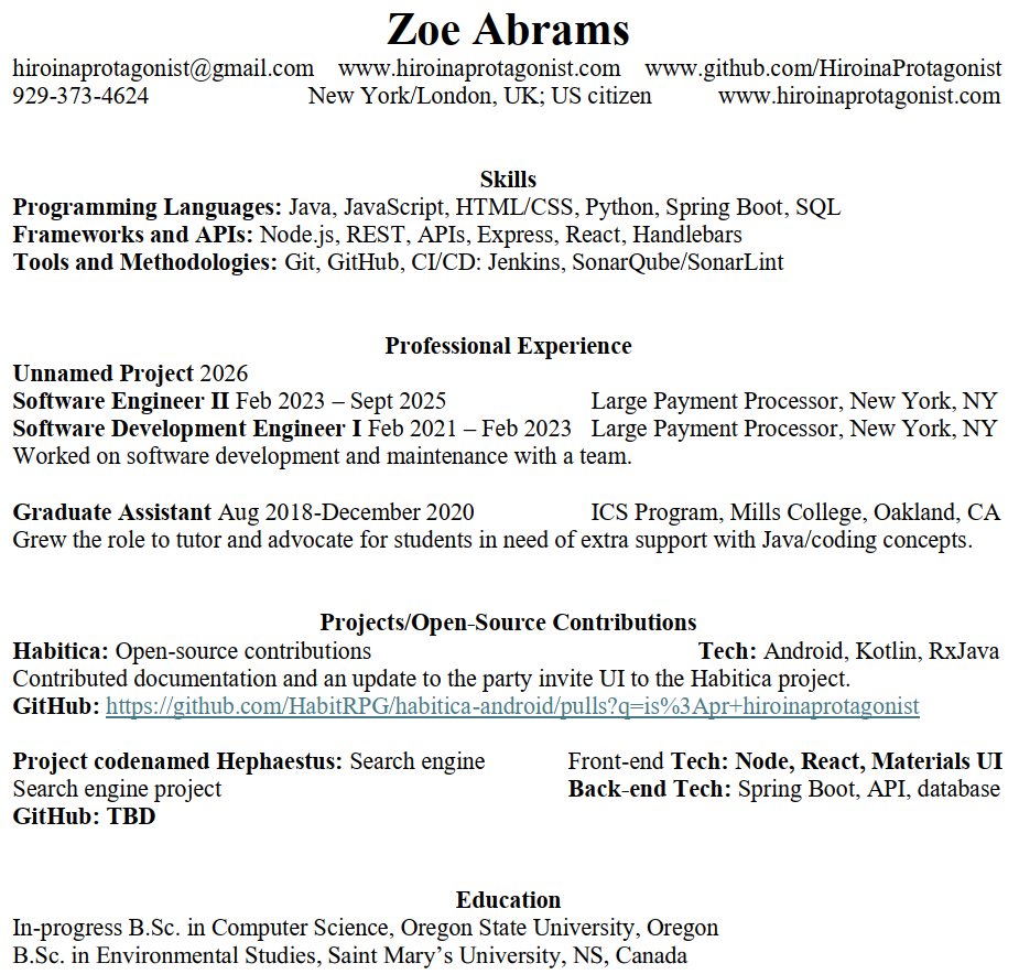 Zoe Abrams resume